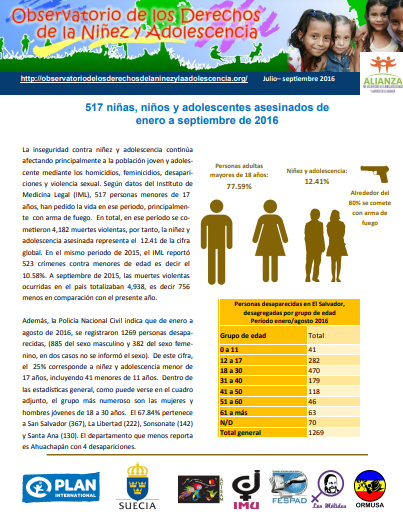 Read more about the article Informativo del Observatorio de los derechos de la niñez. No.3- 2016