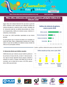 Read more about the article Informativo del Observatorio de los derechos de la niñez. No.2- 2018