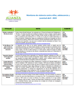 Read more about the article Monitoreo de violencia contra niñez, adolescencia  abril 2023