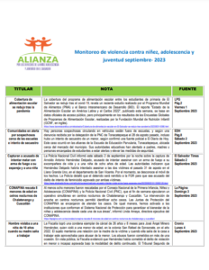 Read more about the article Monitoreo de violencia contra niñez, adolescencia Septiembre 2023