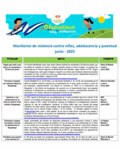 Read more about the article Monitoreo de violencia contra niñez, adolescencia Junio 2025