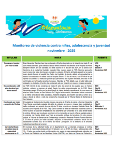 Read more about the article Monitoreo de violencia contra niñez, adolescencia Noviembre 2025