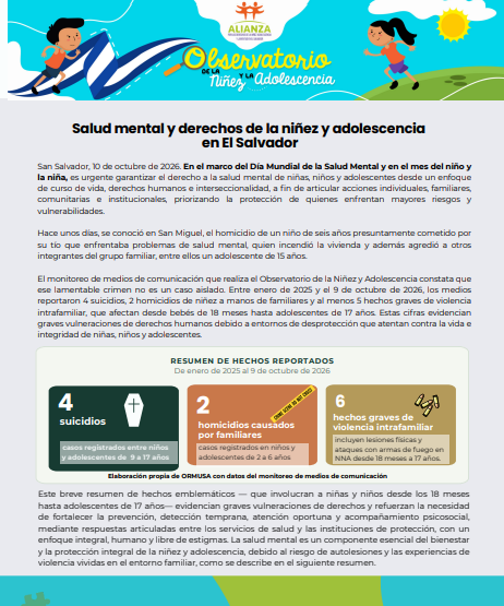 Salud mental y derechos de la niñez y adolescencia en El Salvador